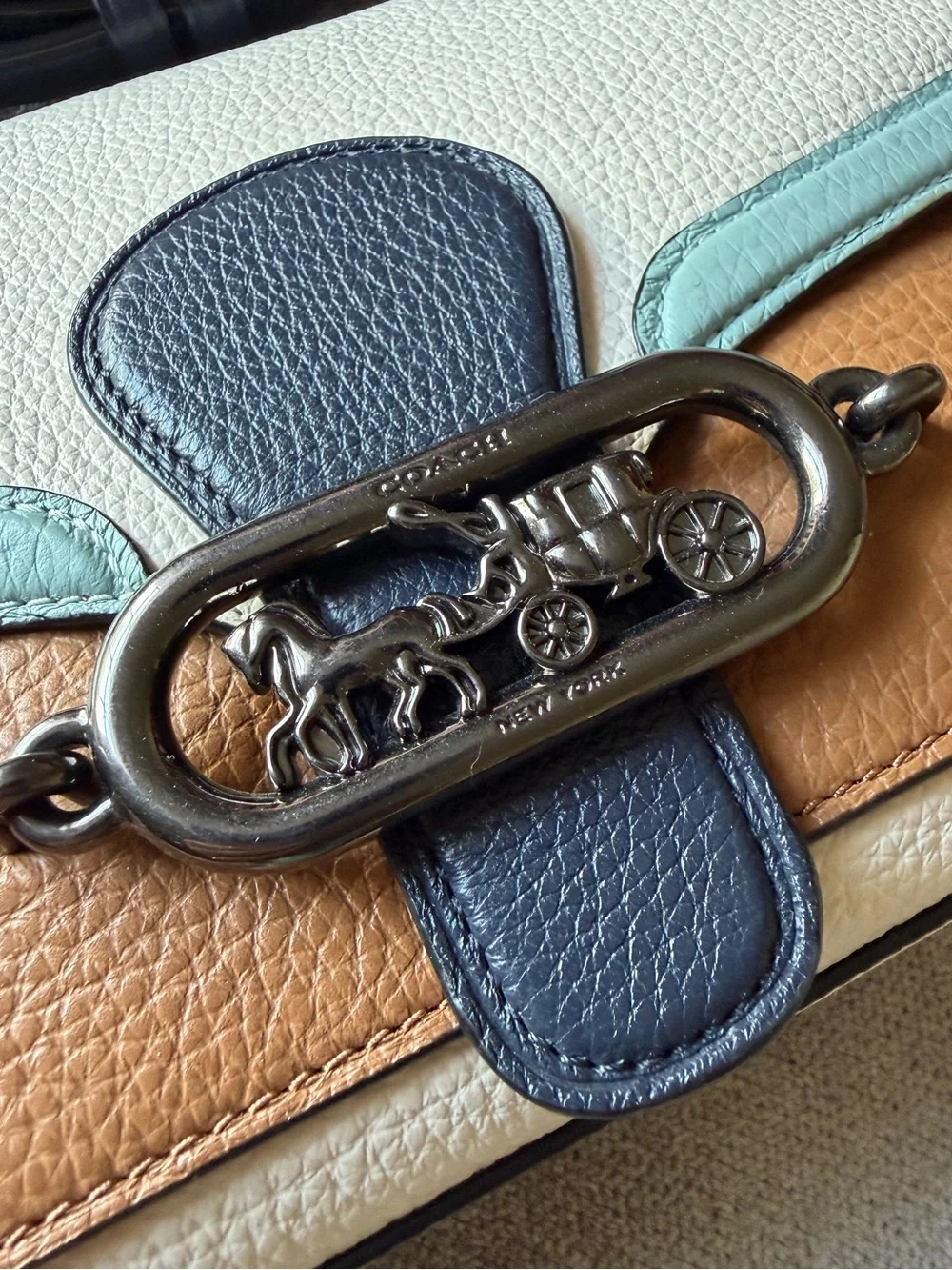 COACH Jade Shoulder Bag in Colorblock Pebble Leather 2730